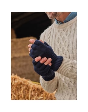 Navy | Men's Essential Lambswool Fingerless Gloves | Hotter UK